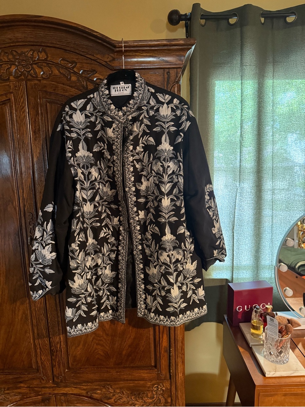 Black & White Embroidered Jacket -handmade in Mendocino Ca